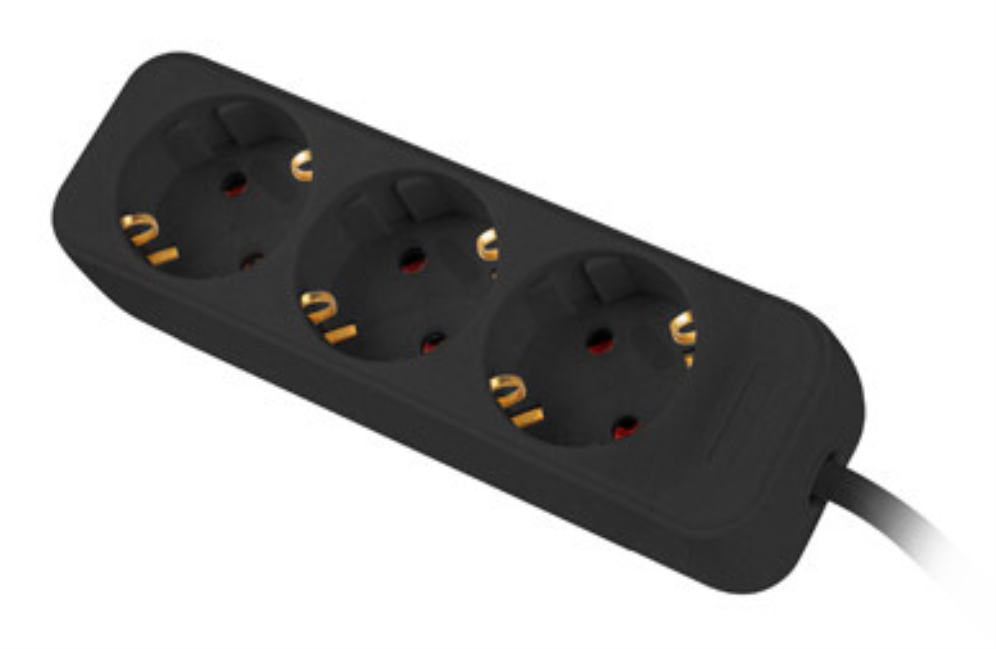 REGLETA LANBERG 3 TOMAS SCHUKO NEGRA 1.5M