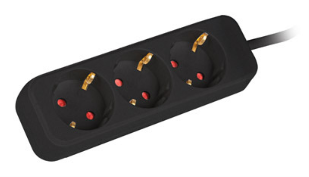 REGLETA LANBERG 3 TOMAS SCHUKO NEGRA 1.5M - detalle