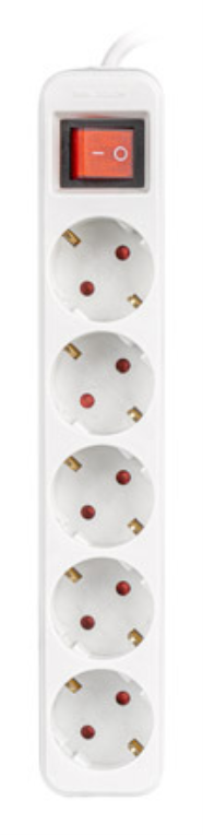 REGLETA LANBERG 5 TOMAS SCHUKO CON PROTECION BLANCA 1.5M
