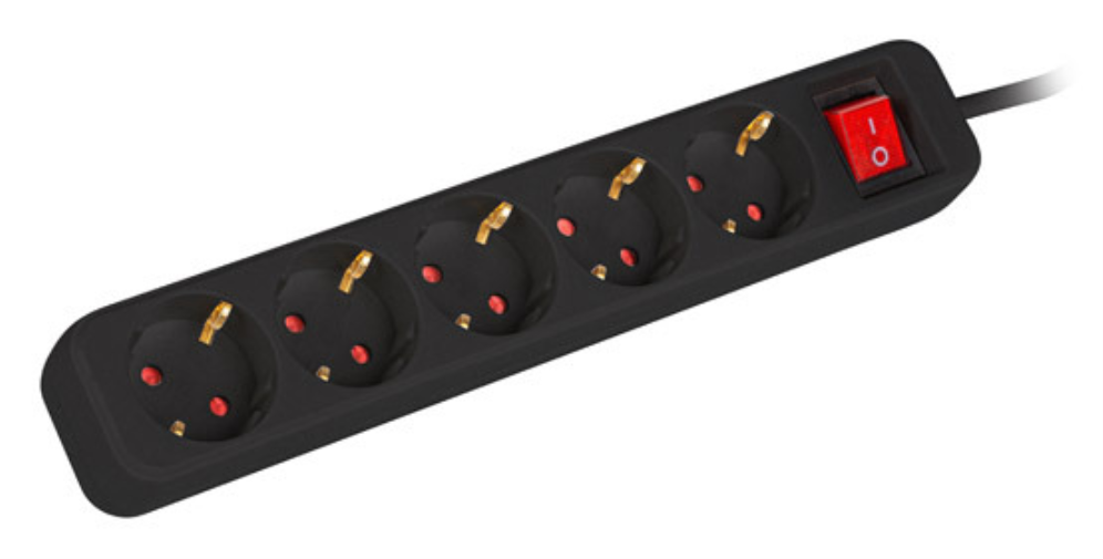 REGLETA LANBERG 5 TOMAS SCHUKO CON PROTECION NEGRA 3M - detalle