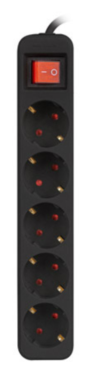 REGLETA LANBERG 5 TOMAS SCHUKO CON PROTECION NEGRA 3M - detalle