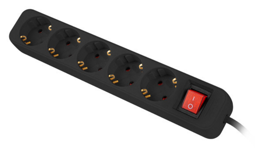REGLETA LANBERG 5 TOMAS SCHUKO CON PROTECION NEGRA 3M