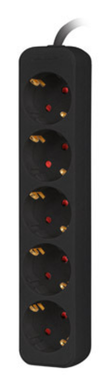 REGLETA LANBERG 5 TOMAS SCHUKO NEGRA 1.5M - detalle