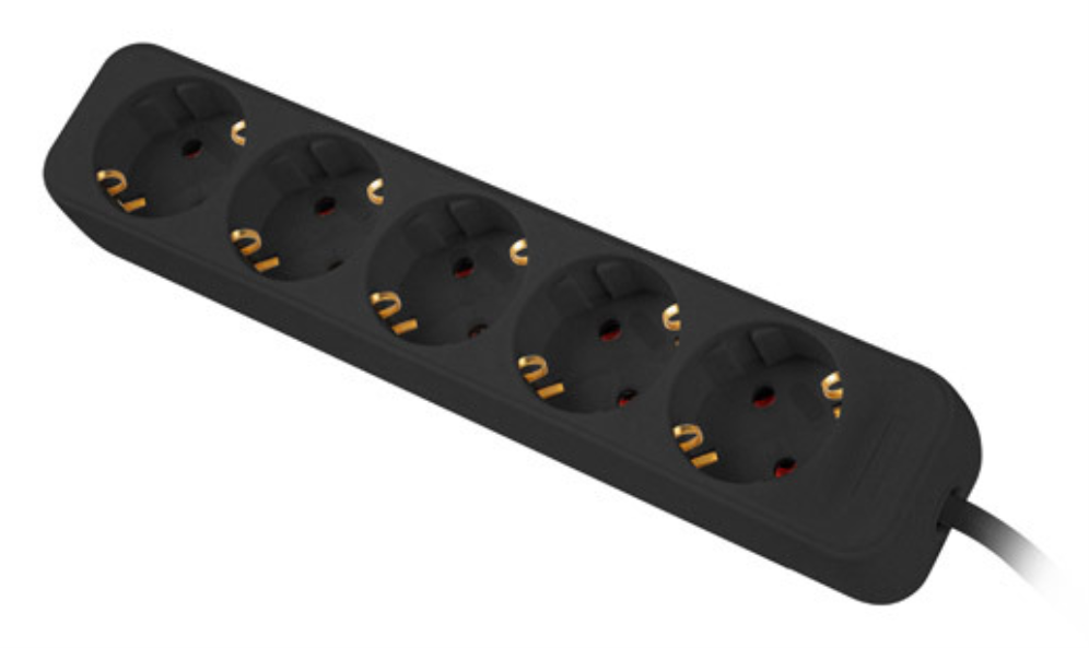 REGLETA LANBERG 5 TOMAS SCHUKO NEGRA 1.5M - detalle