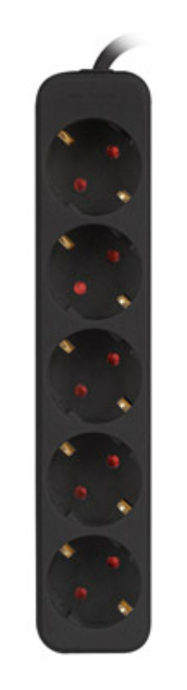 REGLETA LANBERG 5 TOMAS SCHUKO NEGRA 3M - detalle