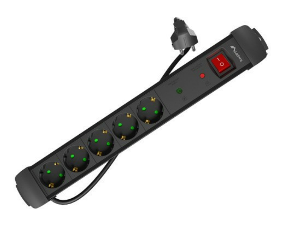 Lanberg SP1-05F-0300-BK base múltiple 3 m 5 salidas AC Interior Negro