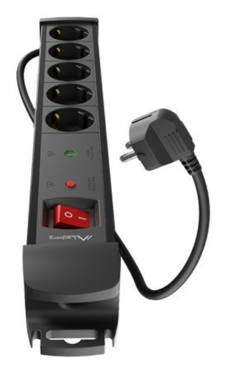 REGLETA LANBERG SP1 5 TOMAS SCHUKO PROTECCION HASTA 2500W NEGRA 3M - detalle