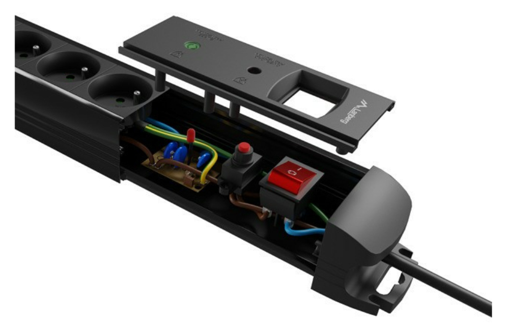 REGLETA LANBERG SP1 5 TOMAS SCHUKO PROTECCION HASTA 2500W NEGRA 5M - detalle