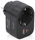 REGLETA PARED AISENS 1 TOMA USB-C 20W PD3.0 USB-A 20W QC3.0 NEGRO