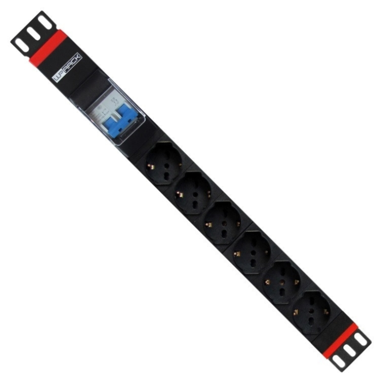REGLETA RACK WP 19" 6 TOMAS ITA/SCHUKO CON INTERRUPTOR MAGNETO-TERMICO