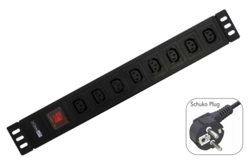 REGLETA RACK WP 19" 8 TOMAS VDE ENCHUFE SCHUKO