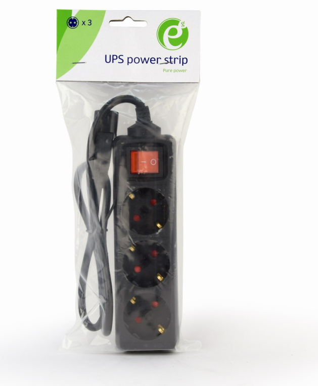 REGLETA SAI GEMBIRD 3 SCHUKO INTER CON FUSIBLE 10 A ENC C14 CABLE 0 6 M NEGRO - detalle