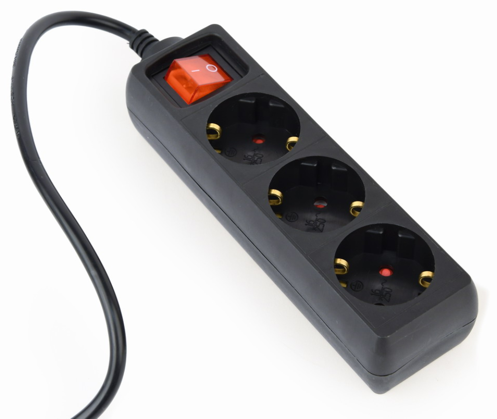 REGLETA SAI GEMBIRD 3 SCHUKO INTER CON FUSIBLE 10 A ENC C14 CABLE 0 6 M NEGRO