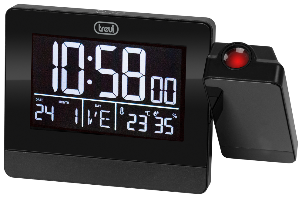 RELOJ DESPERTADOR TREVI EC 884 PJ CON PROJECTION DIGITAL ALARM CLOCK BLACK