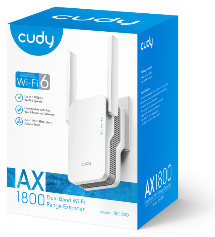REPETIDOR MESH CUDY AX1800 WIFI 6 MESH REPEATER RE1800 - detalle