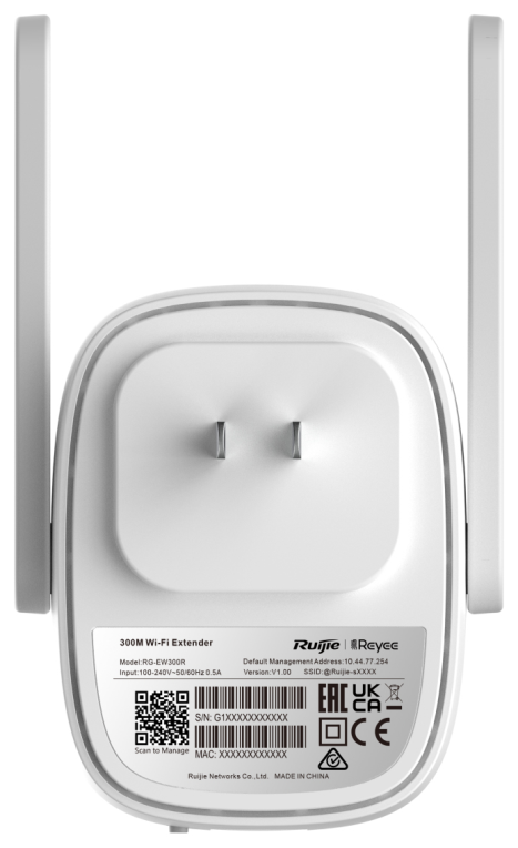 REPETIDOR RUIJIE REYEE RG-EW300R WIFI4 RJ45 - detalle