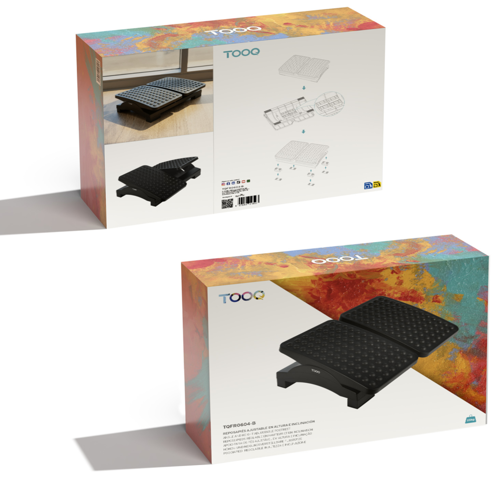 REPOSAPIES TOOQ AJUSTABLE EN ALTURA E INCLINACION NEGRO - detalle