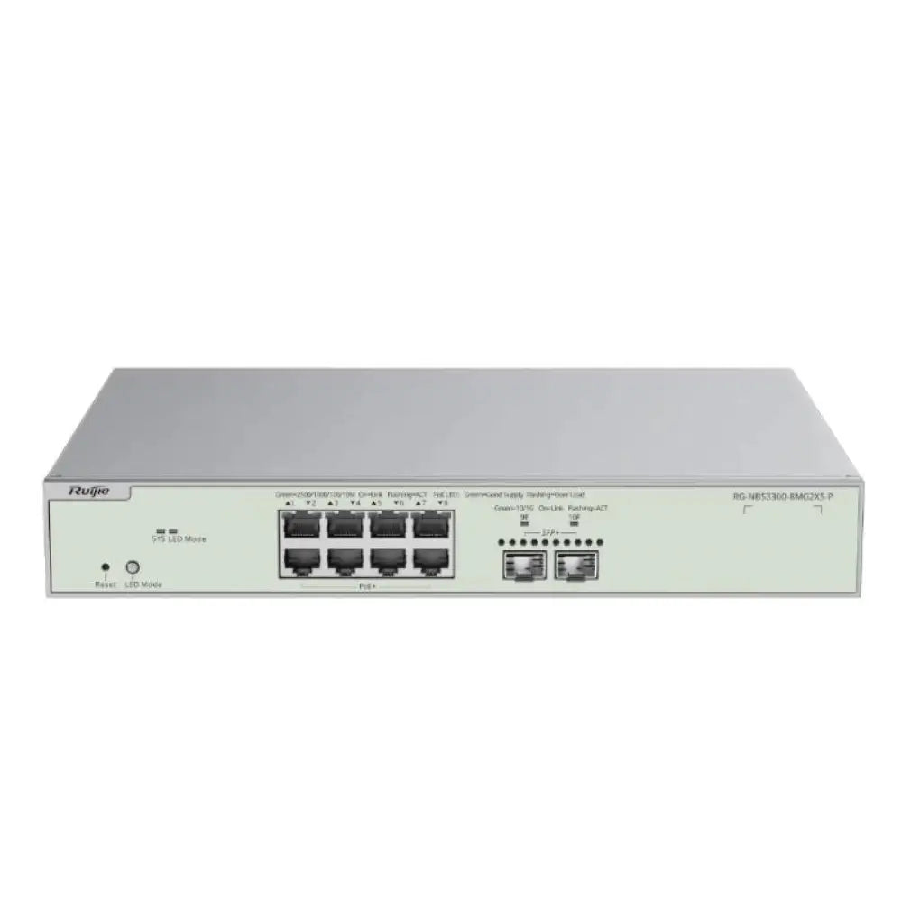 Interruptor de red en armario Ruijie NBS3300-8MG2XS-P L2 con 8 puertos G, PoE de 240W y 2 puertos SFP+