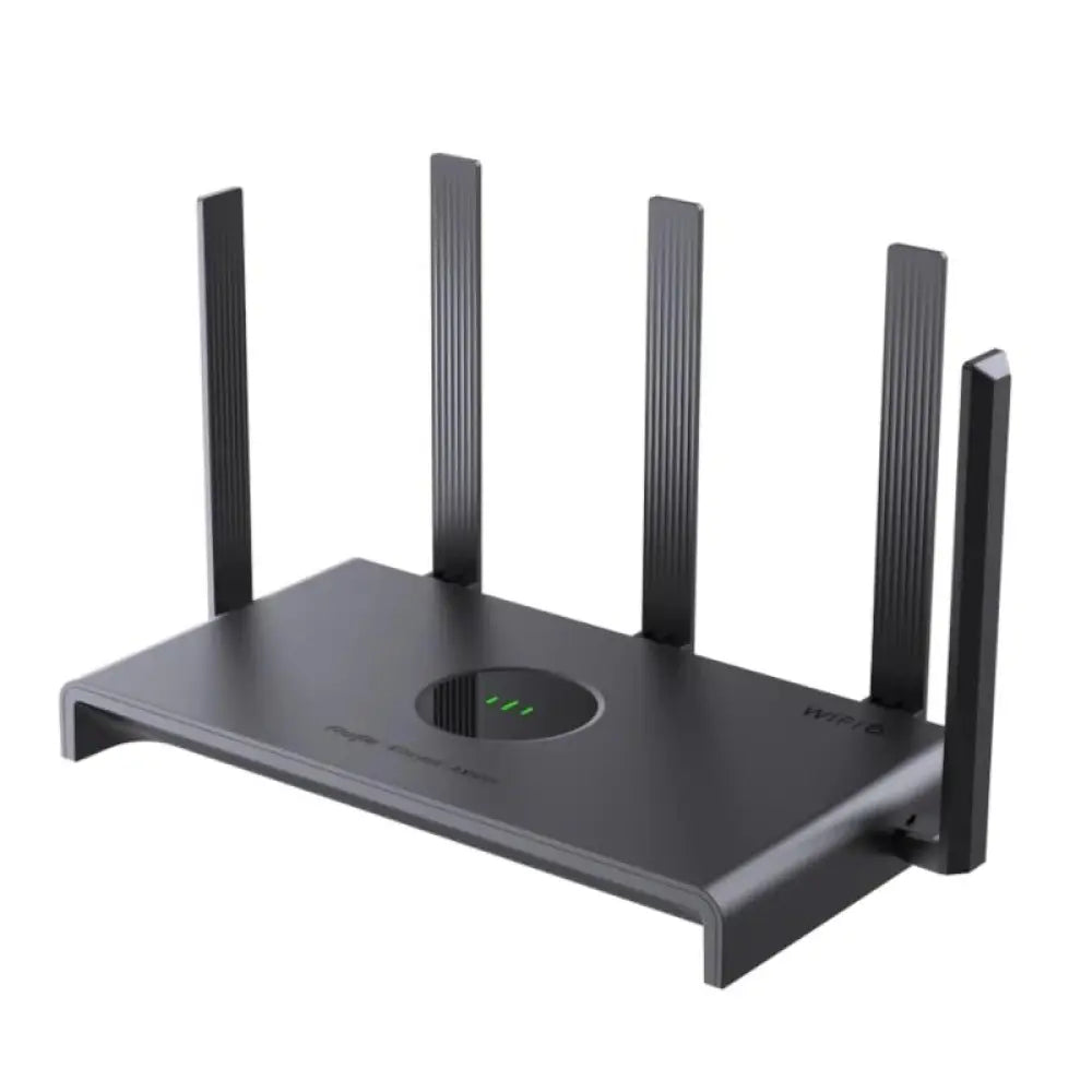 Router inalámbrico Reyee RG-EW3000GX PRO de RUIJIE NETWORKS con WiFi 6 AX3000 para gaming, vista del dispositivo y puertos frontales.