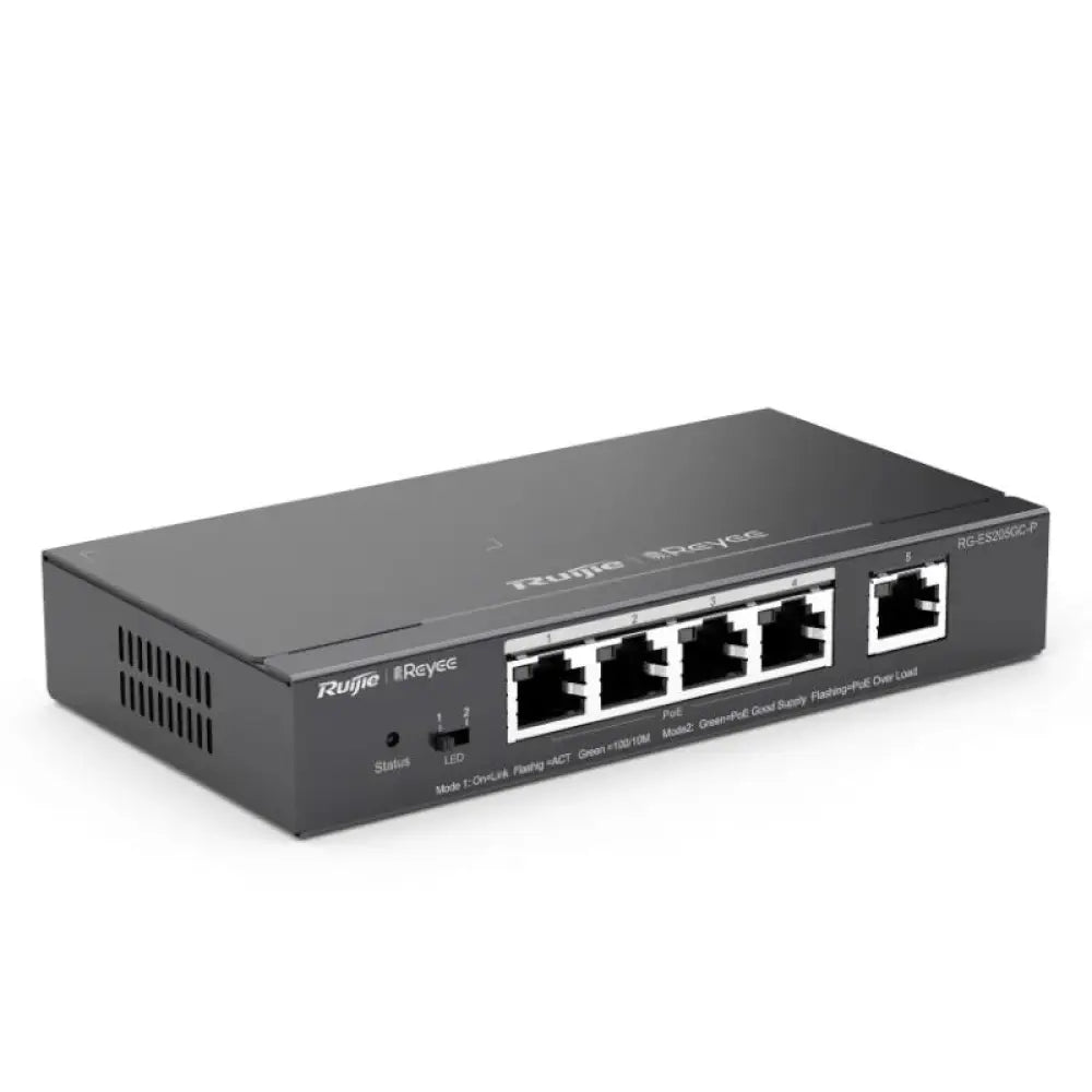 Reyee Switch 5xGb RJ45 (4 PoE/POE+) 54W Steel - detalle