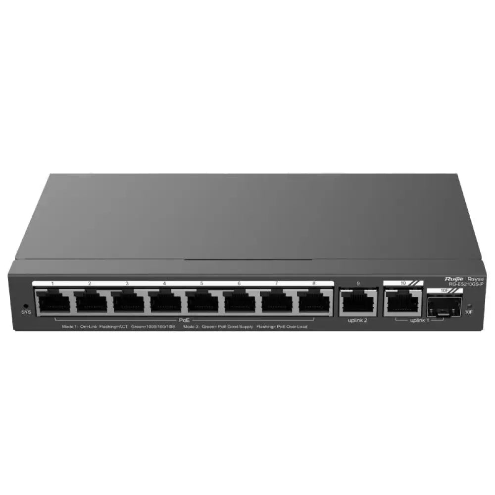 Reyee Switch 8xGbE 2xUplink 1xSFP Combo PoE 120W - detalle