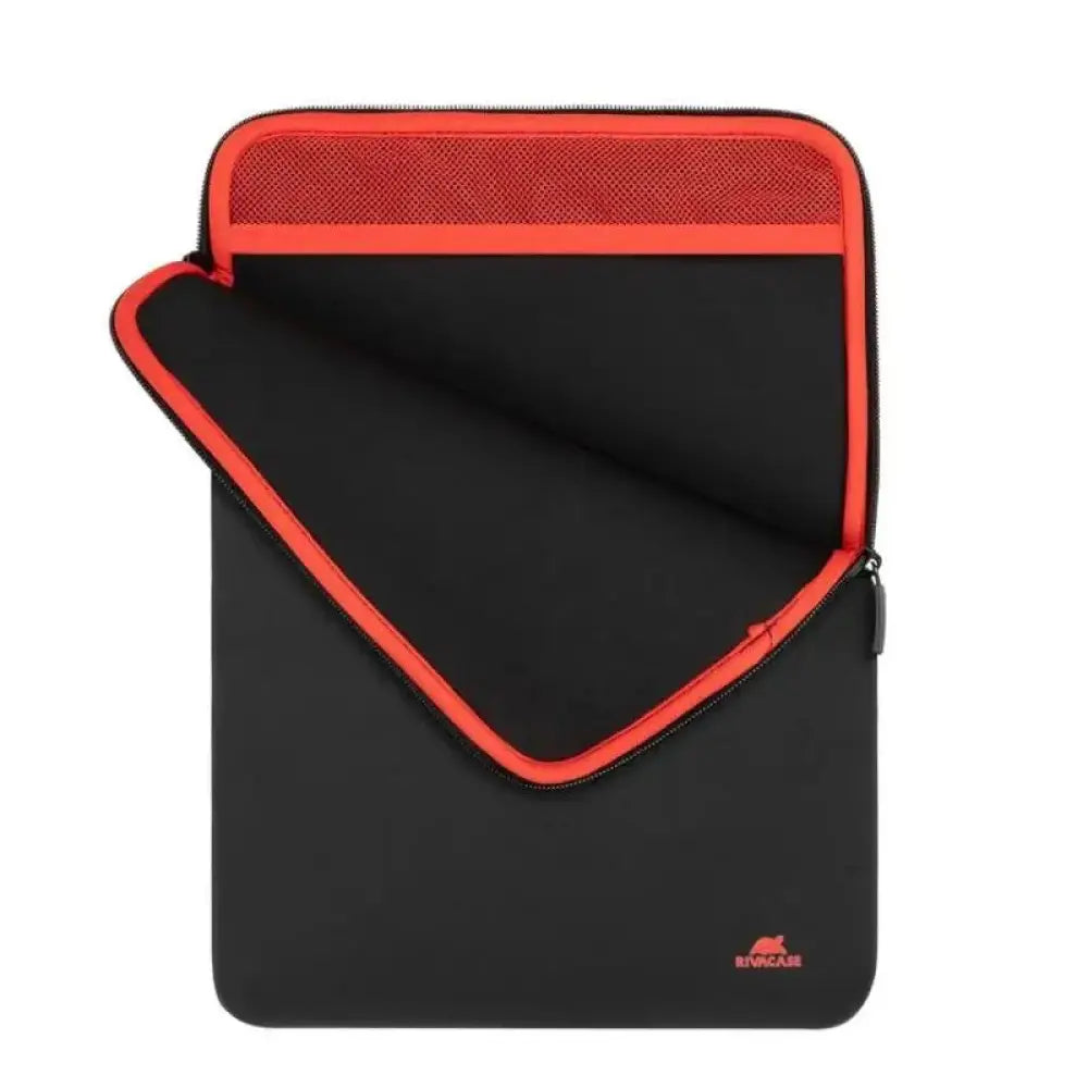Funda vertical RIVACASE 5223 Antishock para portátil de 14 pulgadas en color negro, protección resistente y diseño compacto.