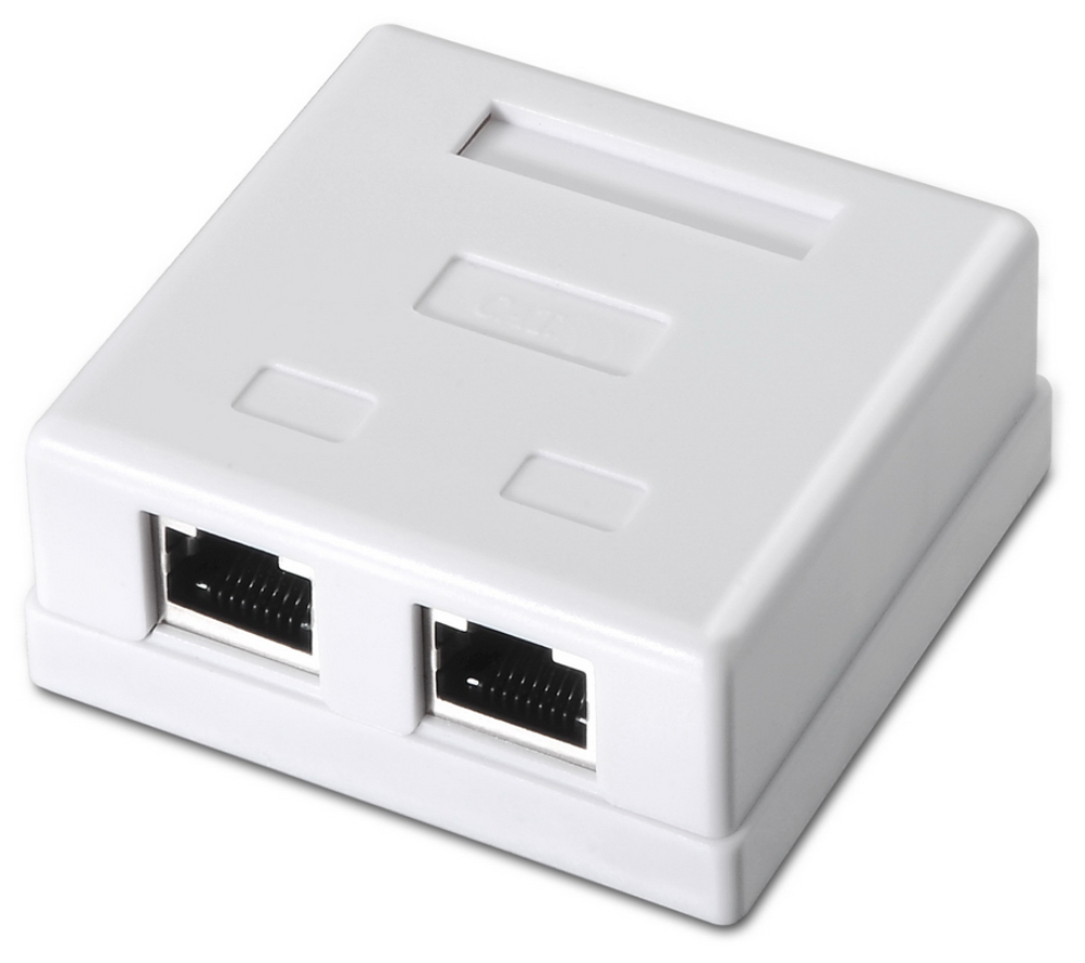 ROSETA DE SUPERFICIE AISENS RJ45 CAT.6 FTP 2 TOMAS BLANCO