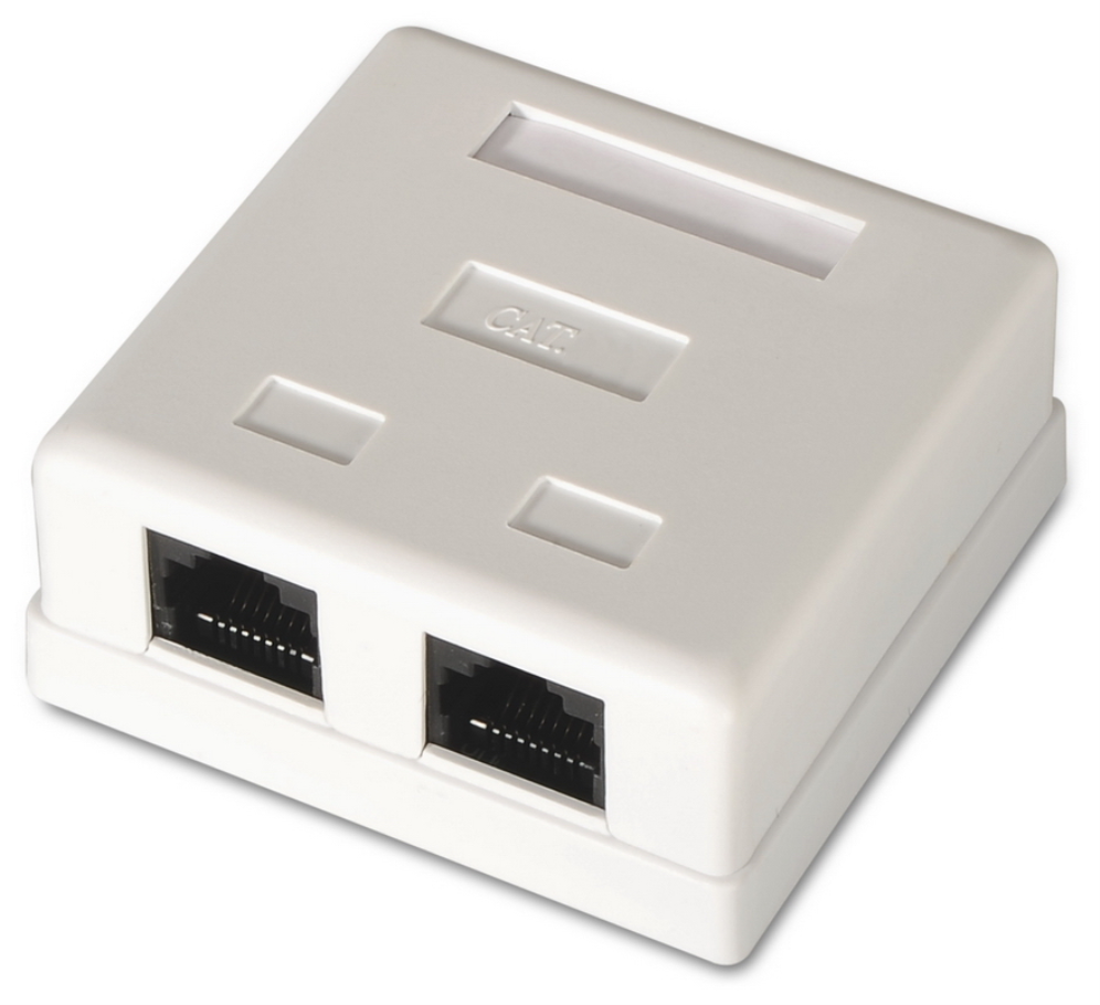 ROSETA DE SUPERFICIE AISENS RJ45 CAT.6 UTP 2 TOMAS BLANCO