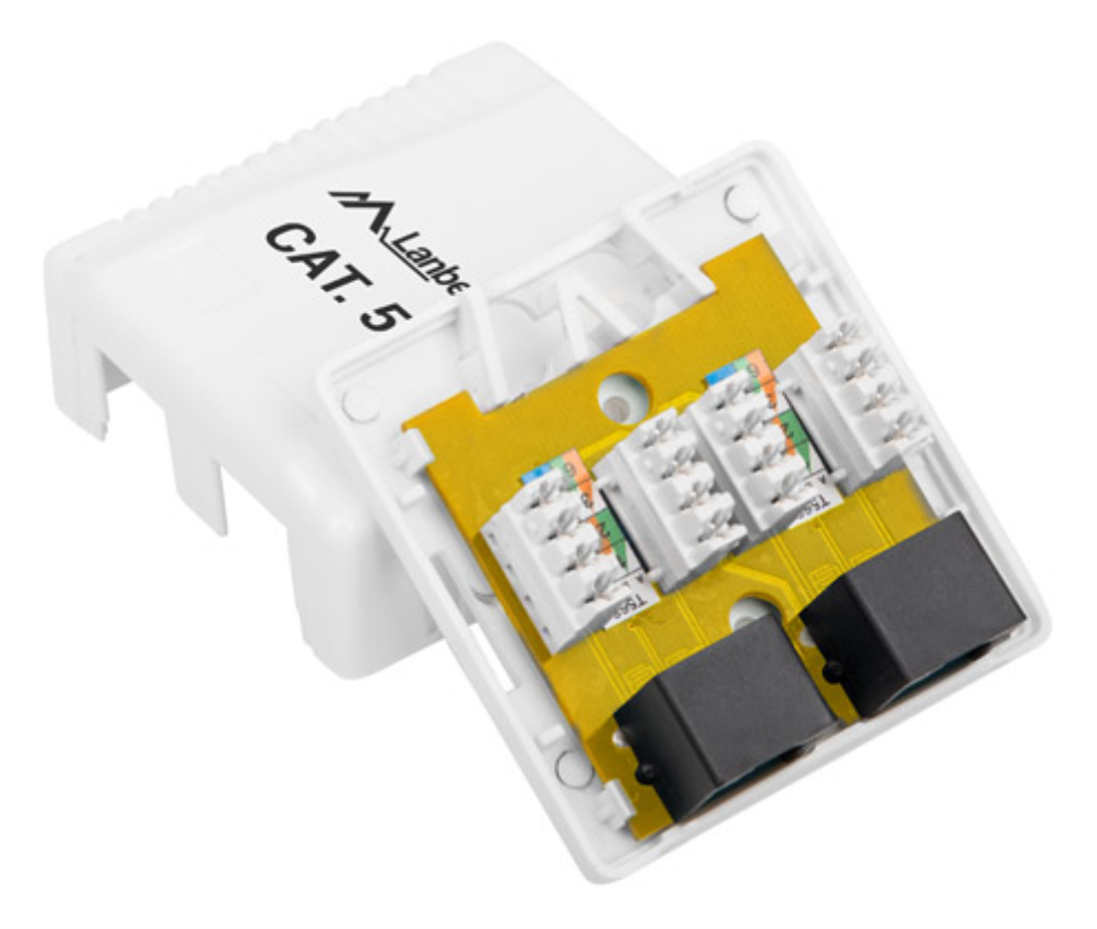 ROSETA DE SUPERFICIE LANBERG CAT.5E UTP 2X TOMA RJ45 BLANCO - detalle