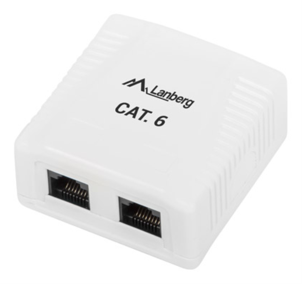 ROSETA DE SUPERFICIE LANBERG CAT.6 UTP 2X TOMA RJ45 BLANCO