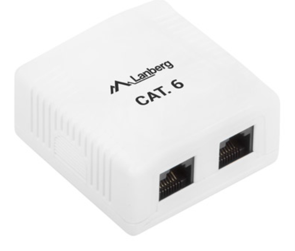 ROSETA DE SUPERFICIE LANBERG CAT.6 UTP 2X TOMA RJ45 BLANCO - detalle
