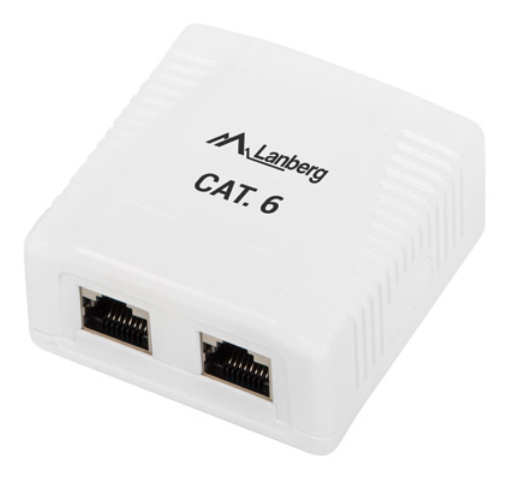 ROSETA LANBERG DE SUPERFICIE CAT.6 FTP 2X TOMA RJ45 BLANCO