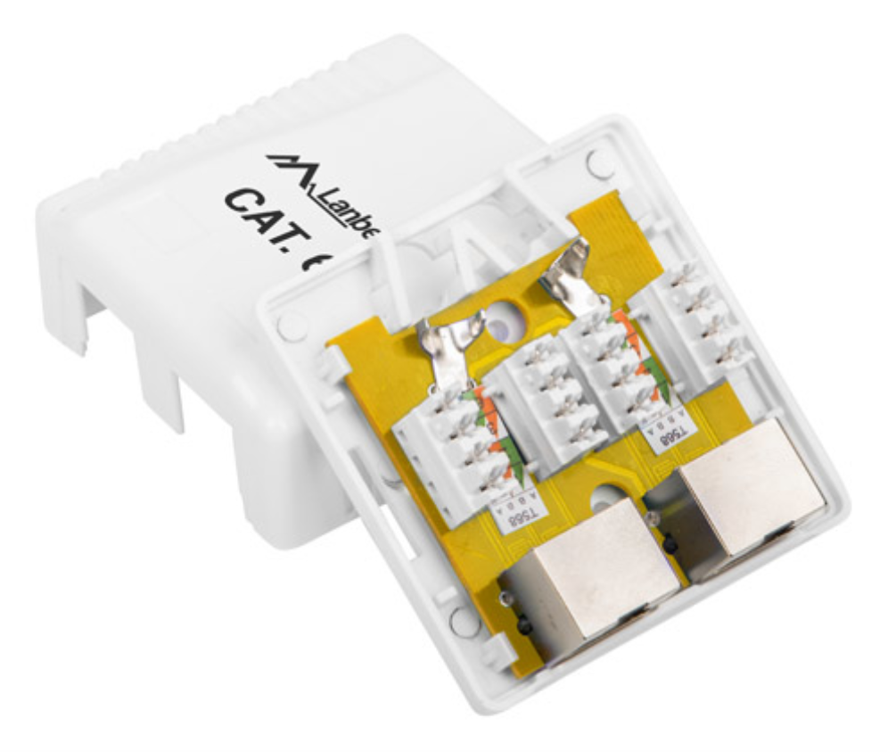 ROSETA LANBERG DE SUPERFICIE CAT.6 FTP 2X TOMA RJ45 BLANCO - detalle
