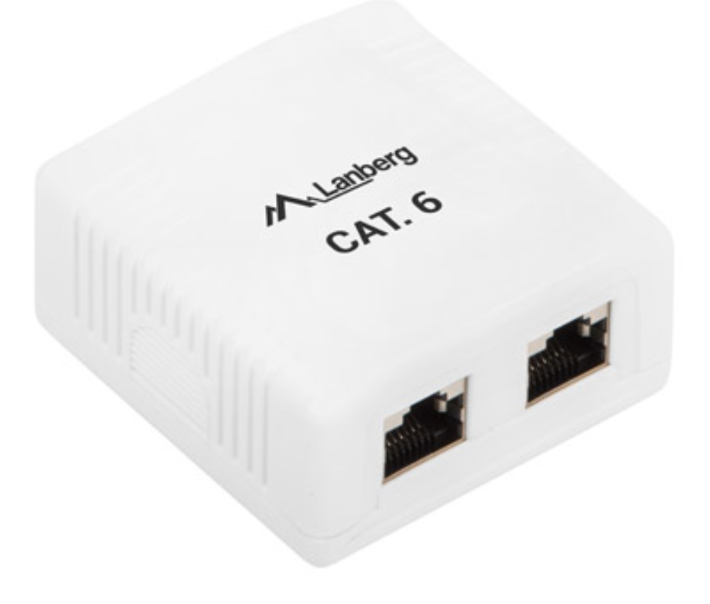 ROSETA LANBERG DE SUPERFICIE CAT.6 FTP 2X TOMA RJ45 BLANCO - detalle
