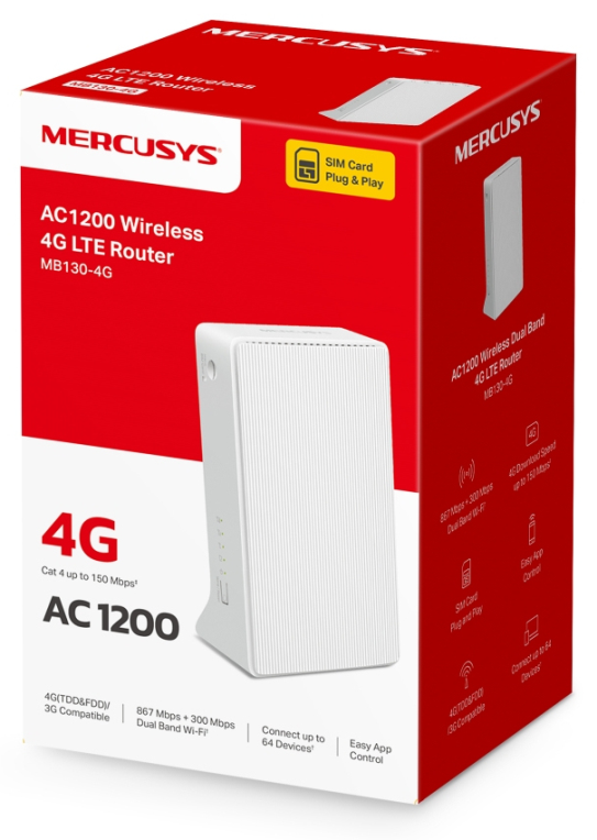 ROUTER 4G MERCUSYS MB130-4G AC1200 WIFI 4G LTE 150MBPS - detalle