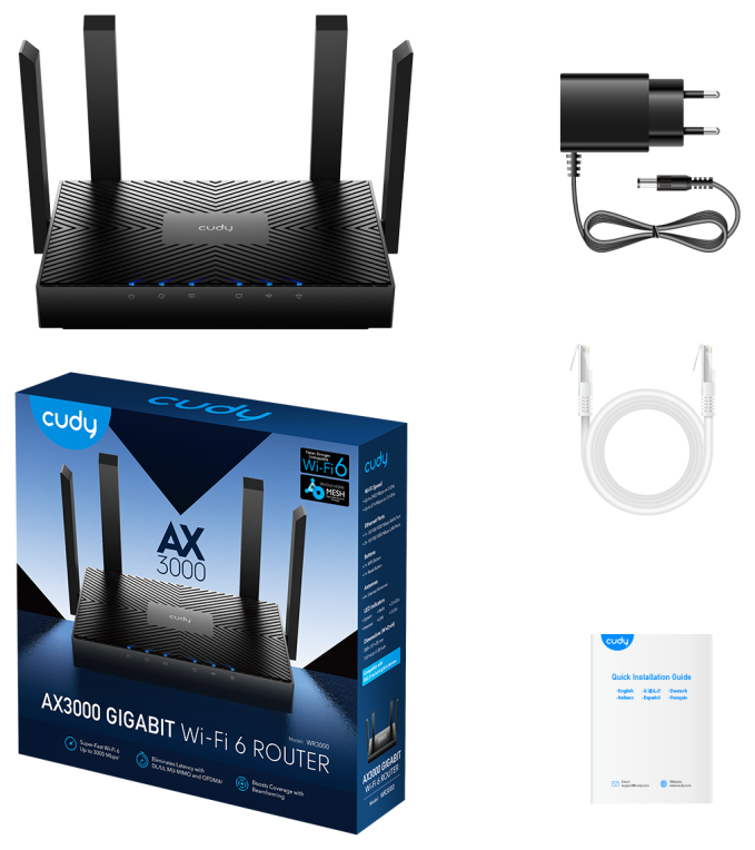ROUTER CUDY AX3000 GIGABIT WIFI 6 MESH WR3000 - detalle