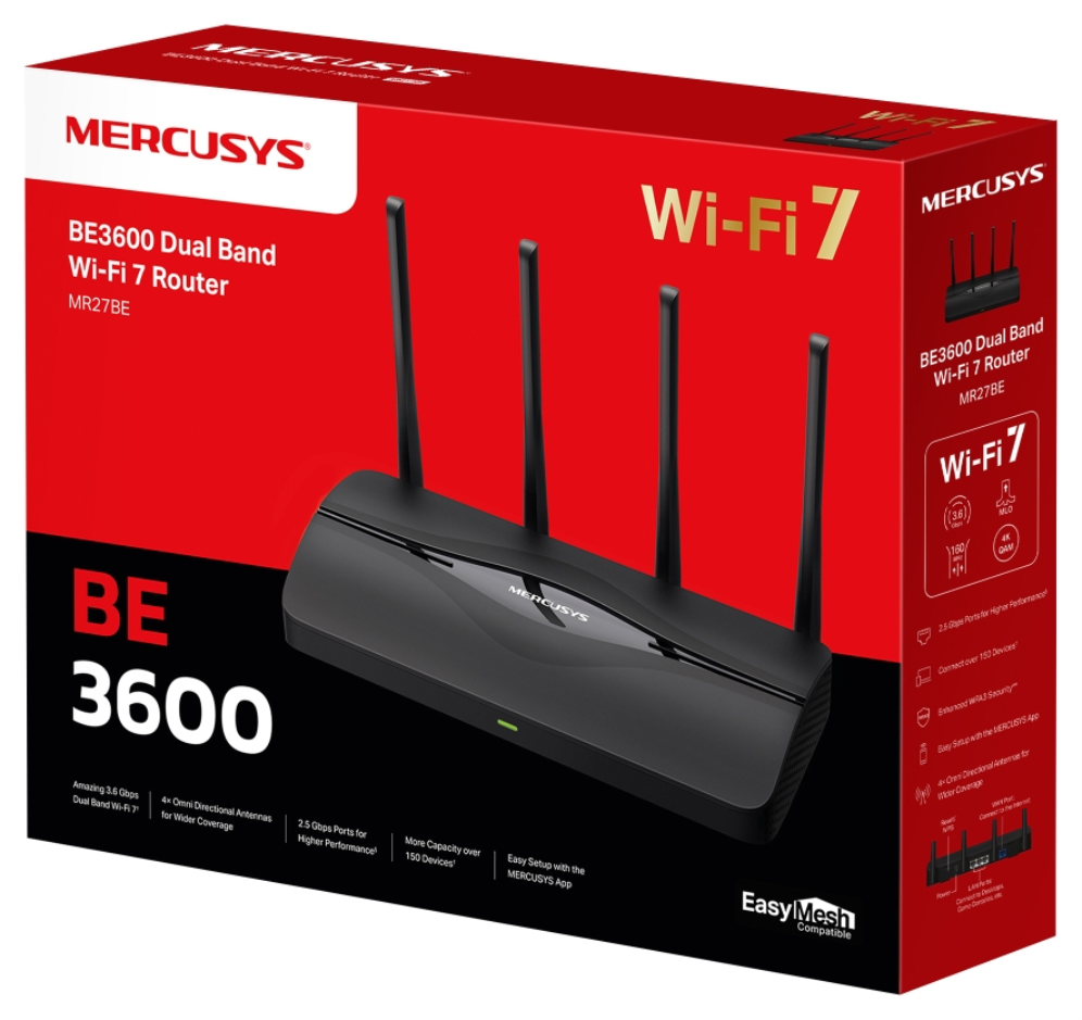 ROUTER MERCUSYS BE3600 DUAL BAND WI-FI 7 - detalle