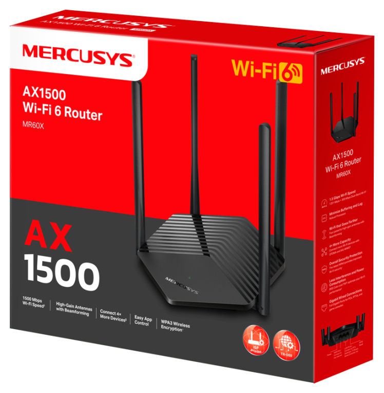 ROUTER MERCUSYS MR60X AX1500 WIFI6 - detalle