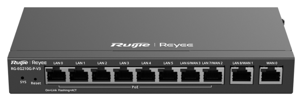 ROUTER RUIJIE REYEE RG-EG210G-P 10-PORT GIGABIT (8XPOE) MULTIWAN ROUTER
