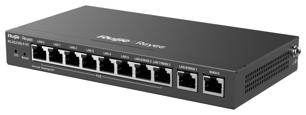 ROUTER RUIJIE REYEE RG-EG210G-P 10-PORT GIGABIT (8XPOE) MULTIWAN ROUTER - detalle