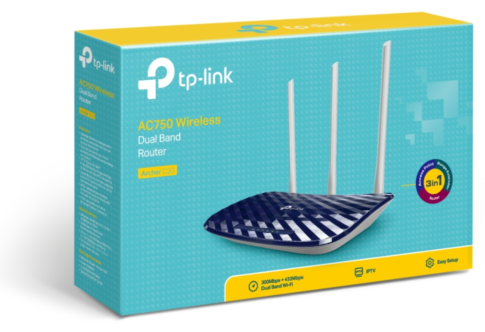 ROUTER TP-LINK ARCHER C20 AC750 DUAL BAND 3 ANTENAS - detalle