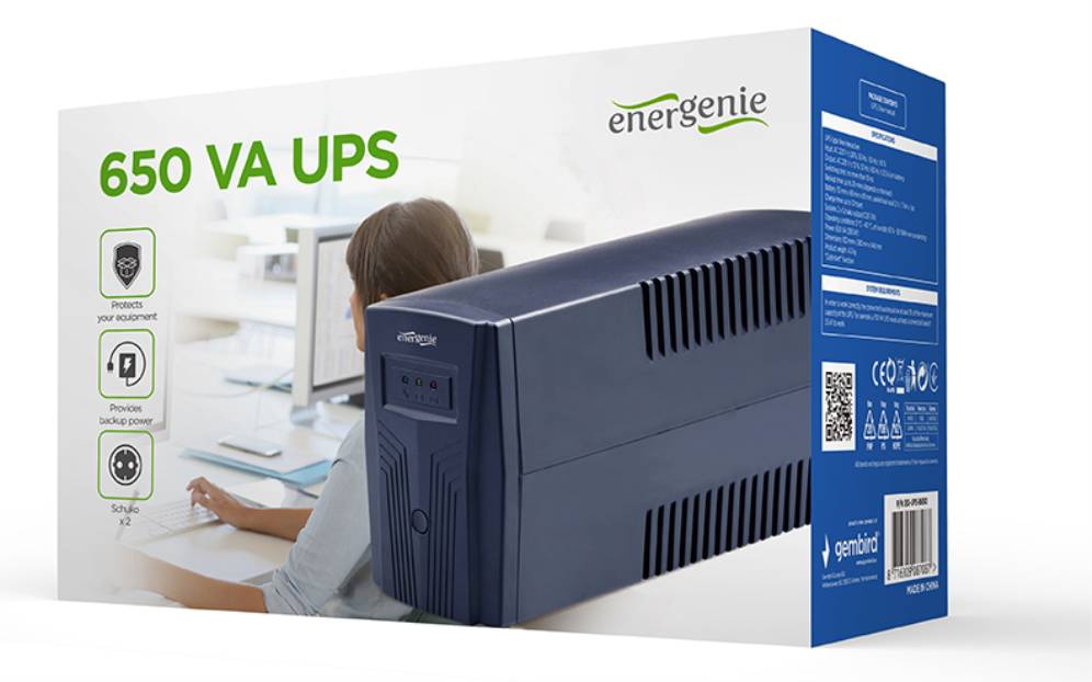 SAI GEMBIRD BASIC 650 DE 650 VA TOMAS DE SALIDA SHUKO NEGRO - detalle