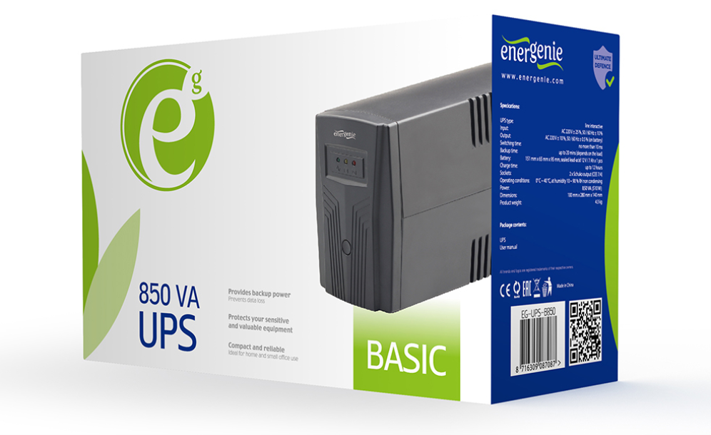 SAI GEMBIRD BASIC 850 DE 850 VA TOMAS DE SALIDA SHUKO NEGRO - detalle