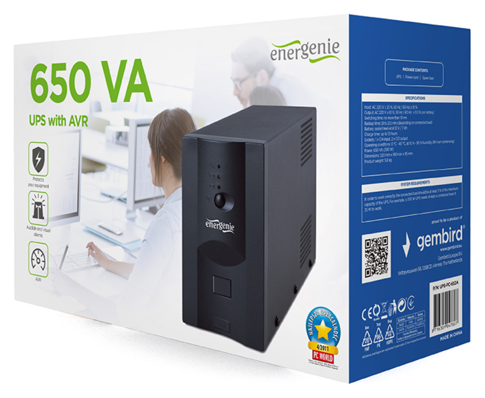 SAI GEMBIRD CON AVR 650 VA - detalle