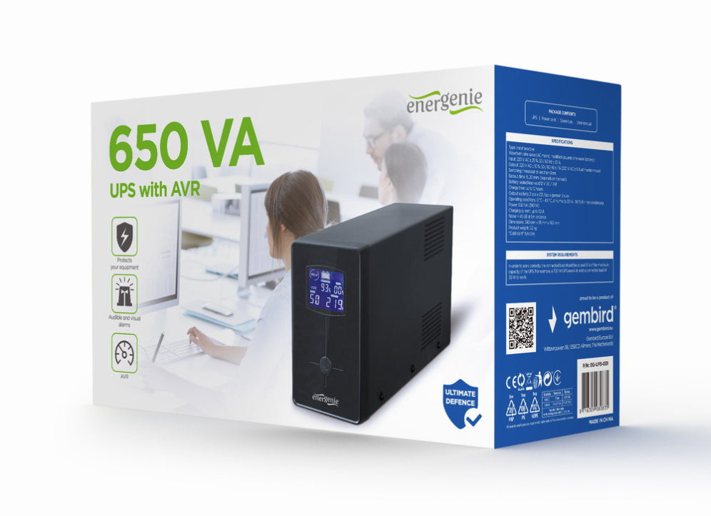 Gembird EG-UPS-031 sistema de alimentación ininterrumpida (UPS) 0.65 kVA 390 W 3 salidas AC