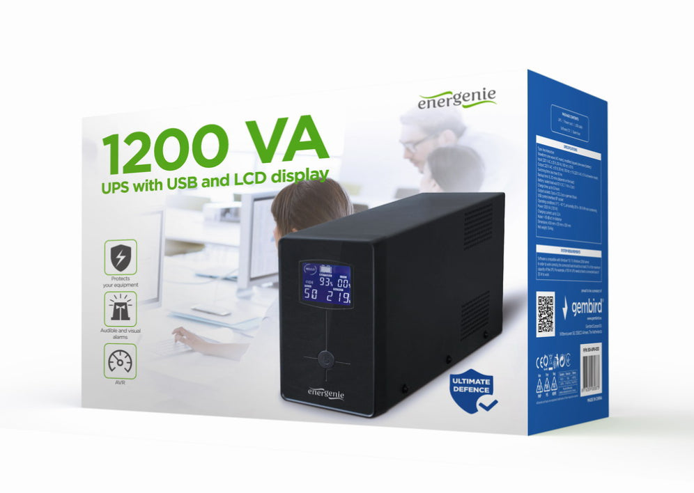 Gembird EG-UPS-033 sistema de alimentación ininterrumpida (UPS) Línea interactiva 1.2 kVA 720 W 3 salidas AC