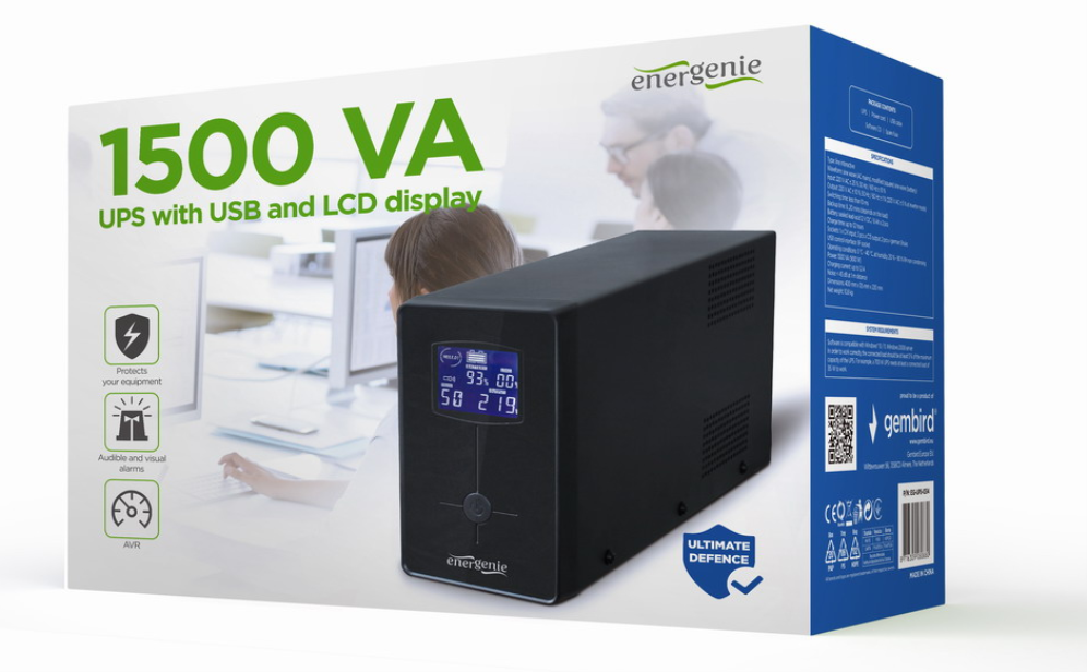 SAI GEMBIRD CON USB Y DISPLAY LCD 1500 VA NEGRO