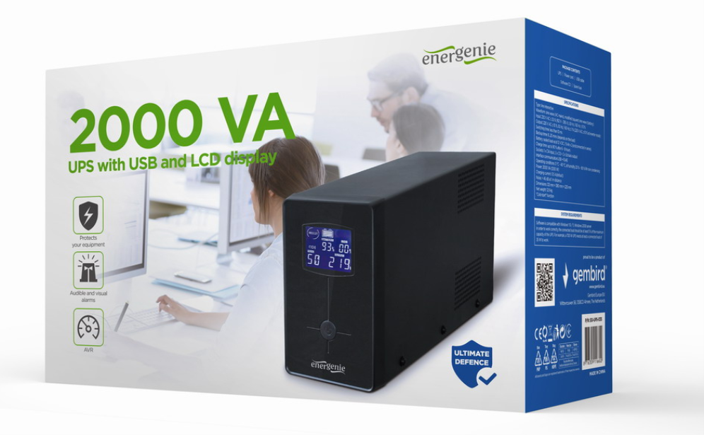 SAI GEMBIRD CON USB Y DISPLAY LCD 2000 VA NEGRO