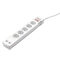 Regleta SALICRU SPS SAFE 5+ con protección y 5 tomas para conexión eléctrica segura en oficina o hogar.