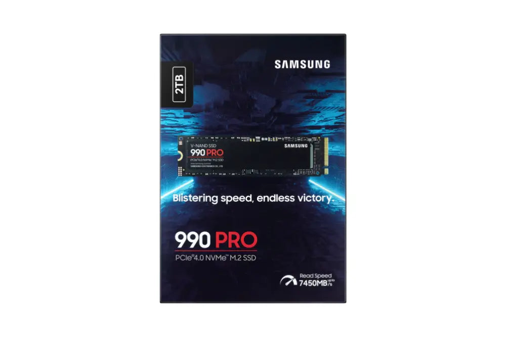 SSD interno Samsung 990 PRO de 2 TB M.2 PCIe 4.0 NVMe con memoria V-NAND MLC para alto rendimiento y almacenamiento rápido.